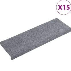vidaXL Trapmatten zelfklevend 15 stuks 65x21x4 cm lichtgrijs met rechthoekige rand