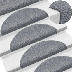 vidaXL Trapmatten Zelfklevend 15 stuks 56x17x3 cm Lichtgrijs Halfrond