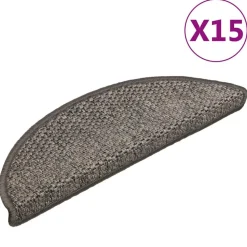 vidaXL Trapmatten zelfklevend 15 st sisal-look 56x17x3 cm grijs-beige