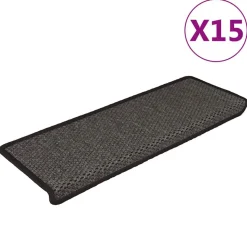 vidaXL Trapmatten zelfklevend 15st sisal-look 65x21x4cm antracietkleur