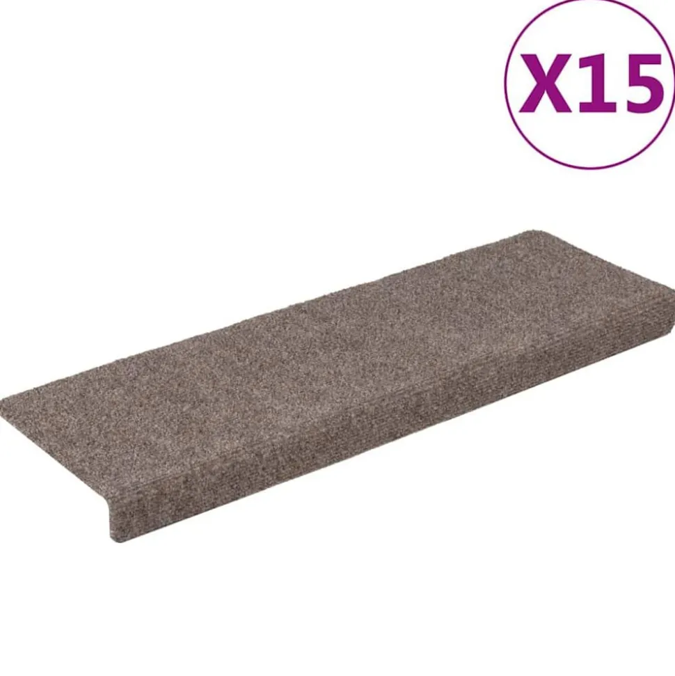 vidaXL Trapmatten zelfklevend 15 stuks 65x21x4 cm beige rechthoekige rand