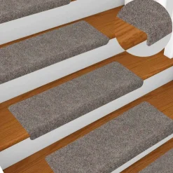 vidaXL Trapmatten zelfklevend 15 stuks 65x21x4 cm beige rechthoekige rand