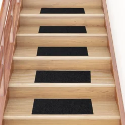 vidaXL Trapmatten Zelfklevend 15 stuks 60x25 cm Zwart Rechthoekig