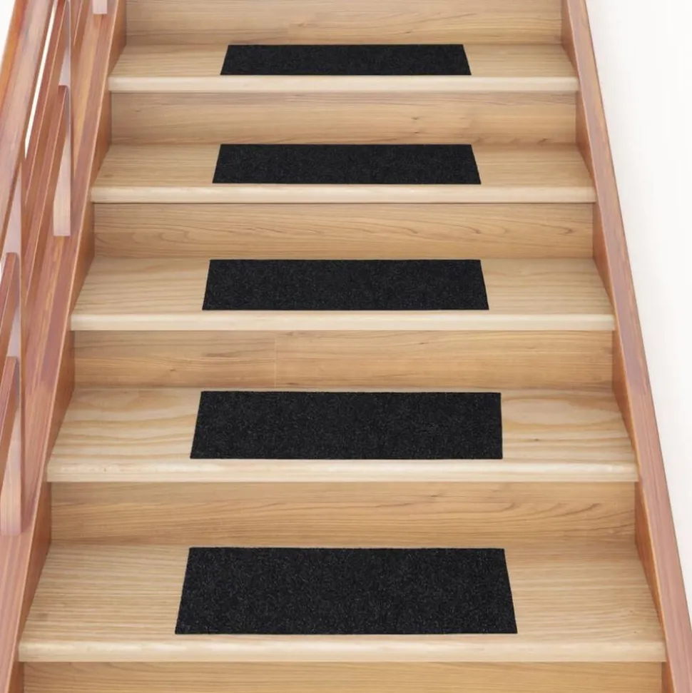 vidaXL Trapmatten Zelfklevend 15 stuks 60x25 cm Zwart Rechthoekig