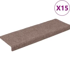 vidaXL Trapmatten zelfklevend 15 stuks 65x21x4 cm lichtbruin met rechthoekige rand