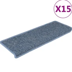 vidaXL Trapmatten zelfklevend 15 st sisal-look 65x21x4 cm blauw