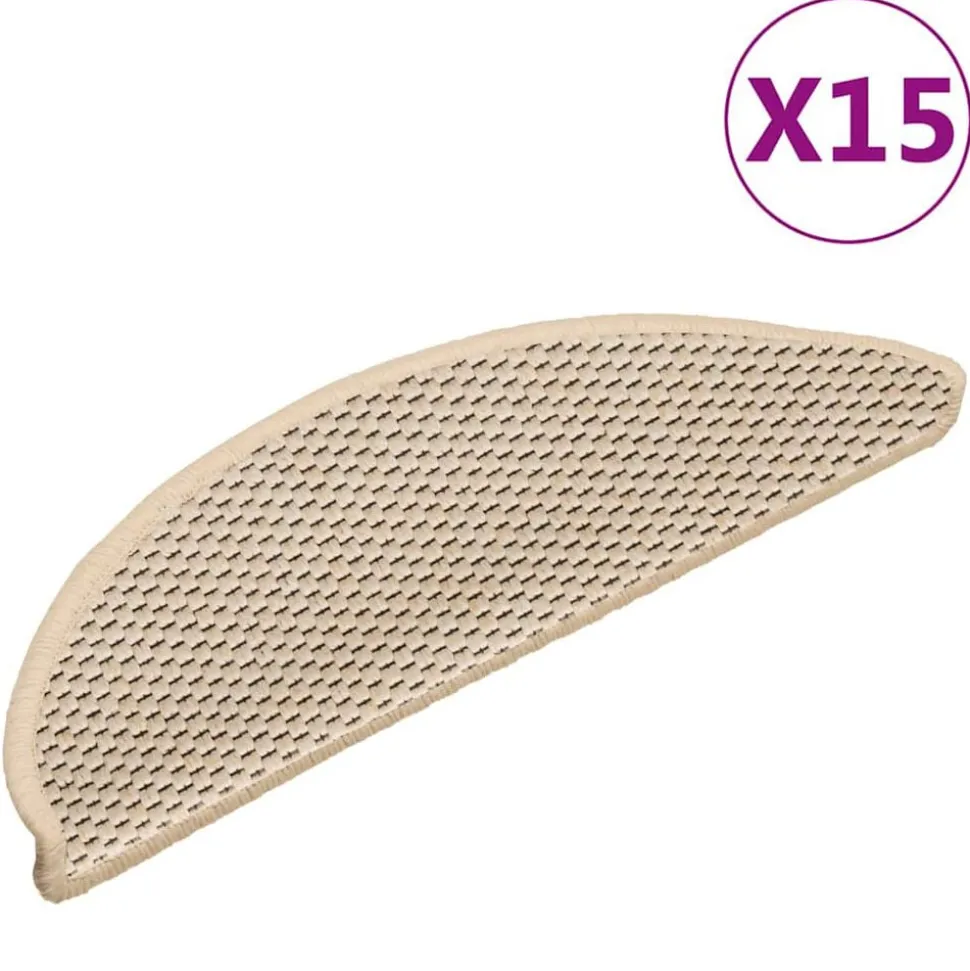 vidaXL Trapmatten zelfklevend 15 st sisal-look 56x17x3 cm berber