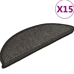vidaXL Trapmatten zelfklevend 15st sisal-look 56x17x3cm antracietkleur