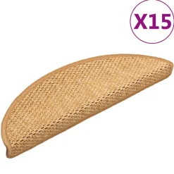 vidaXL Trapmatten zelfklevend 15 st sisal-look 56x17x3 cm sisalkleurig