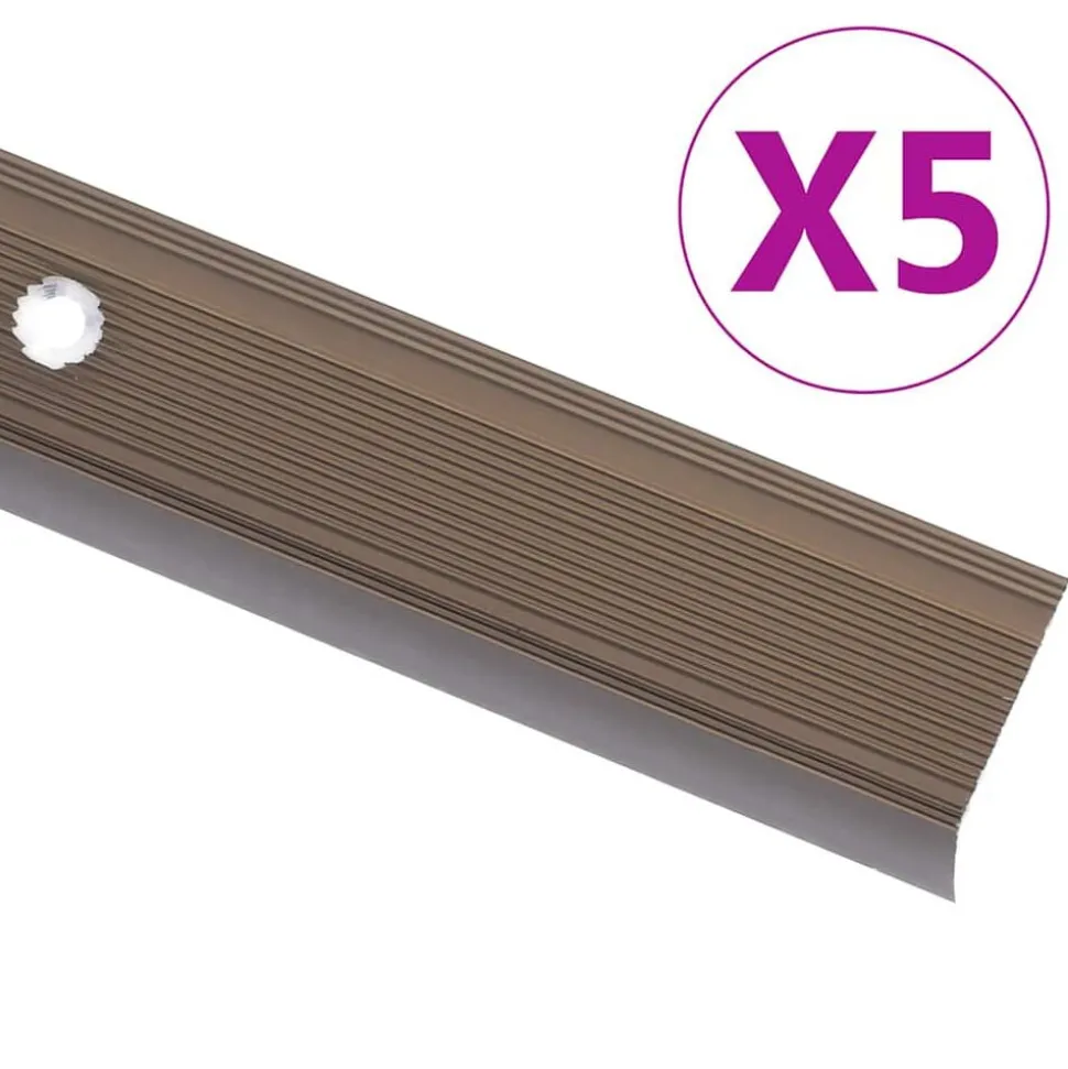 vidaXL Trapneuzen L-vormig 5 st 90 cm aluminium bruin