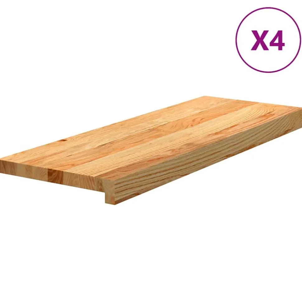 vidaXL Traptreden 4 st 70x25x2 cm massief eikenhout lichtbruin