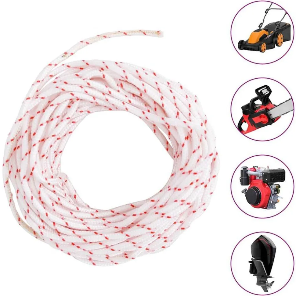 vidaXL Trekkoord startkoord wit en rood Ø3 mm 10 m nylon