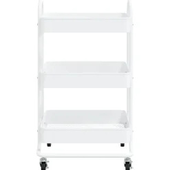 vidaXL Trolley 3-laags 43x34x79 cm staal wit