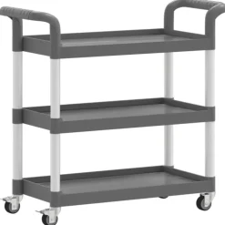vidaXL Trolley 3-laags 77x34x72 cm aluminium grijs