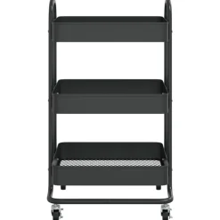 vidaXL Trolley 3-laags 43x34x79 cm staal zwart