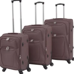 vidaXL Trolleyset koffiebruin 3-delig
