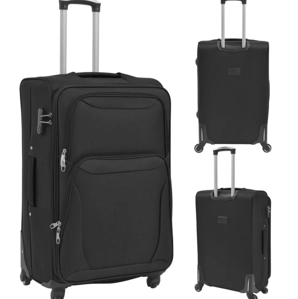 vidaXL Trolleyset zwart 3-delig