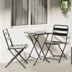 vidaXL Tuin Bistro Set 3 pcs Antraciet Staal