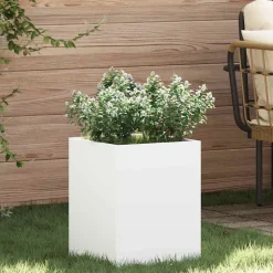 vidaXL Tuin Bloempot Wit 32 x 32 x 40 cm Koudgewalst staal