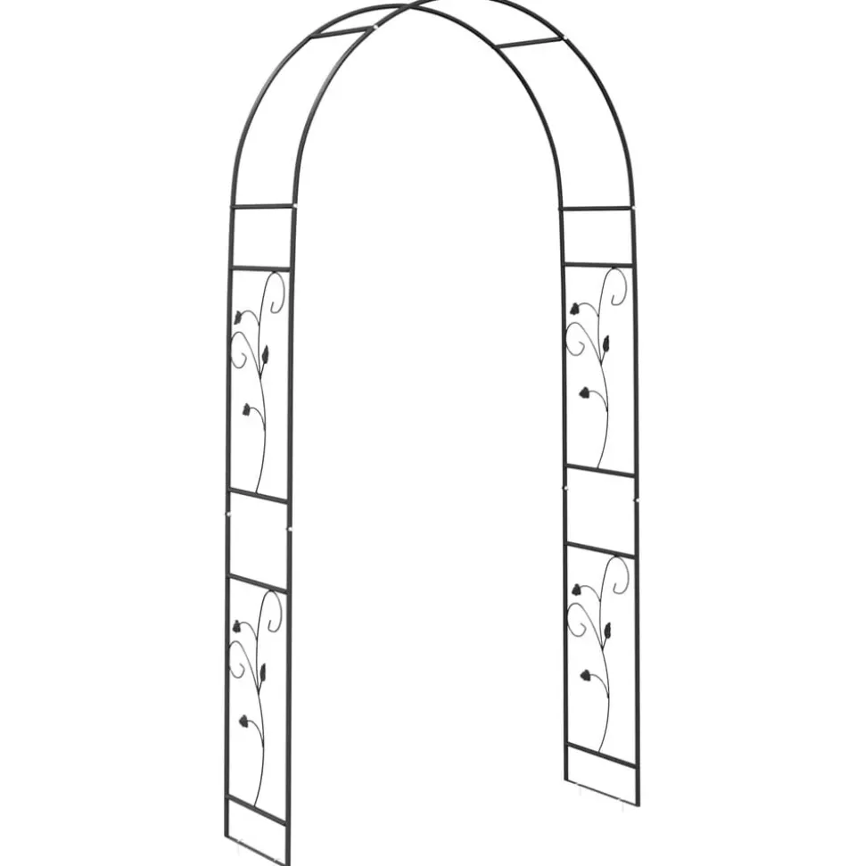 vidaXL Tuin Boog Bloemen Zwart 115 x 37 x 231 cm