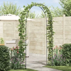 vidaXL Tuin Boog Bloemen Zwart 115 x 37 x 231 cm
