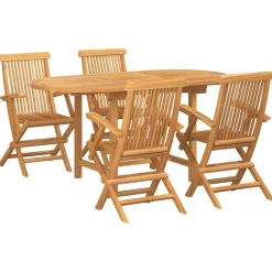 vidaXL Tuin eettafelset 5 pcs Bruin Massief Teakhout