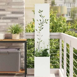 vidaXL Tuin Privacy Screen Wit 32 x 32 x 150 cm Koudgewalst staal