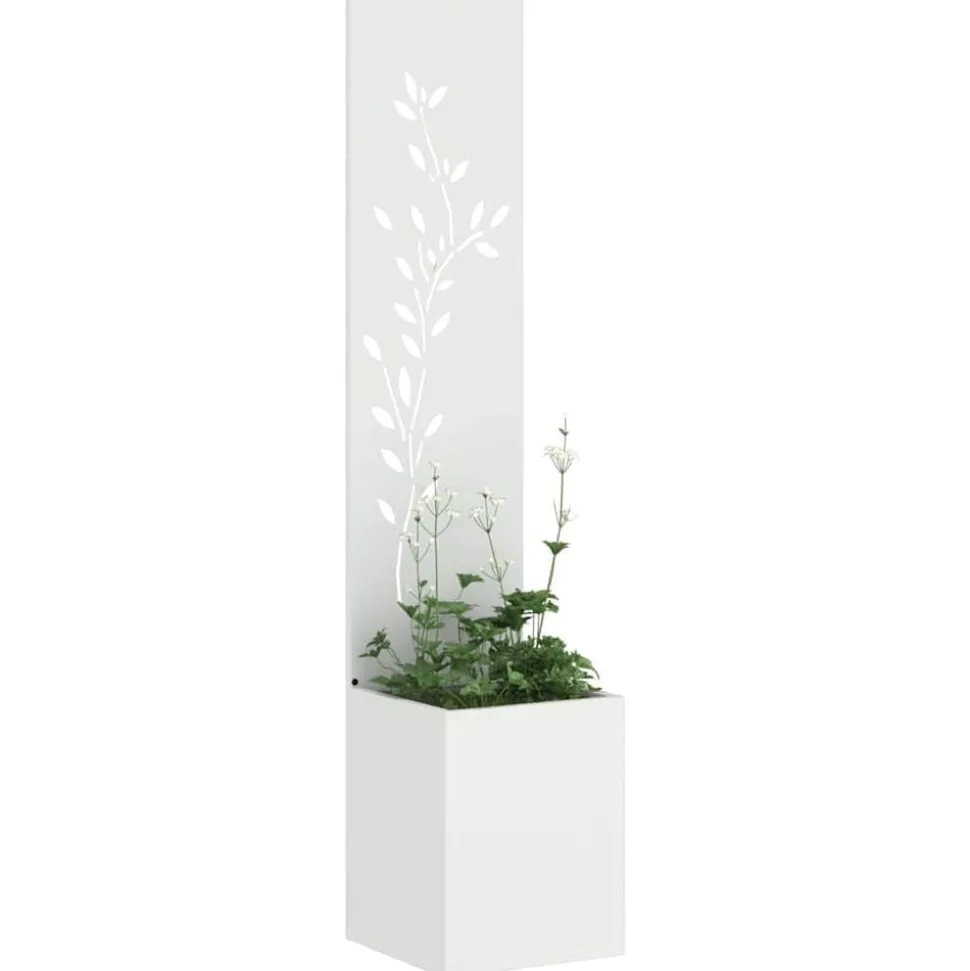 vidaXL Tuin Privacy Screen Wit 32 x 32 x 150 cm Koudgewalst staal