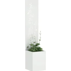 vidaXL Tuin Privacy Screen Bloemen Wit 32 x 150 cm Koudgewalst staal