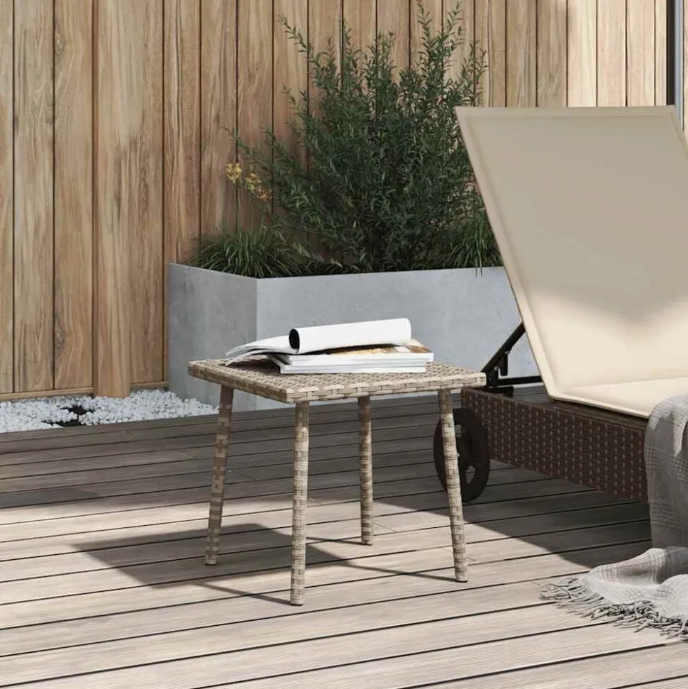vidaXL Tuin salontafel rechthoekig 40x40x37 cm poly rattan lichtgrijs