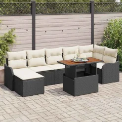 vidaXL Tuin Sofa Set met kussen met opslag 8 pcs Zwart en crème