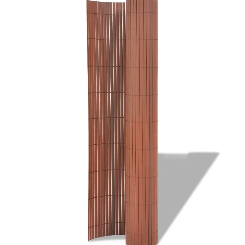 vidaXL Tuinafscheiding dubbelzijdig 90x300 cm PVC bruin