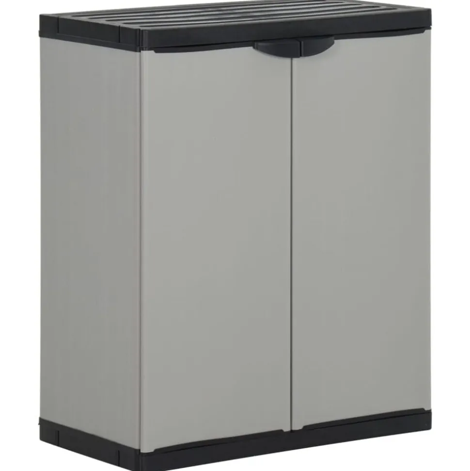 vidaXL Tuinafvalkast 68x40x85 cm polypropeen grijs en zwart