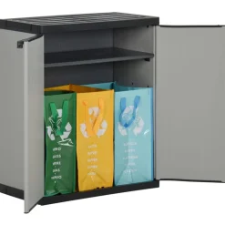 vidaXL Tuinafvalkast 68x40x85 cm polypropeen grijs en zwart