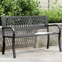 vidaXL Tuinbank 120 cm staal zwart
