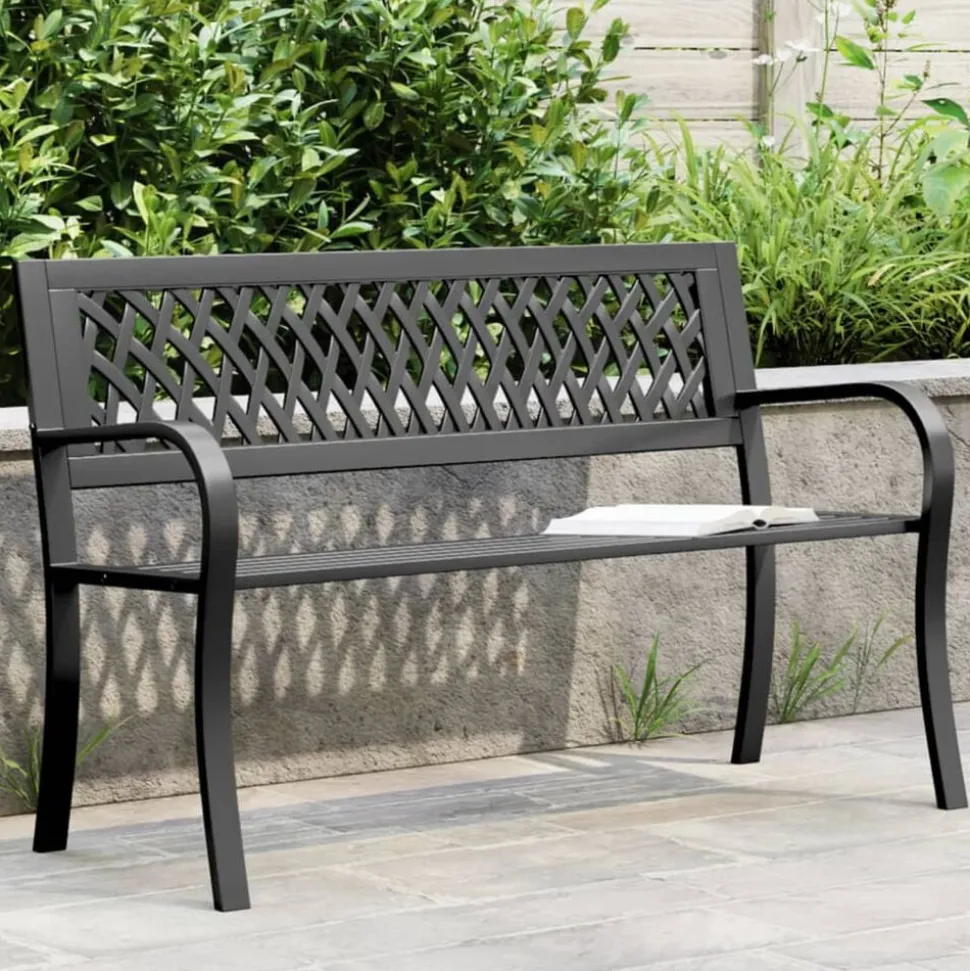 vidaXL Tuinbank 120 cm staal zwart