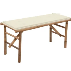 vidaXL Tuinbank inklapbaar met kussen 118 cm bamboe