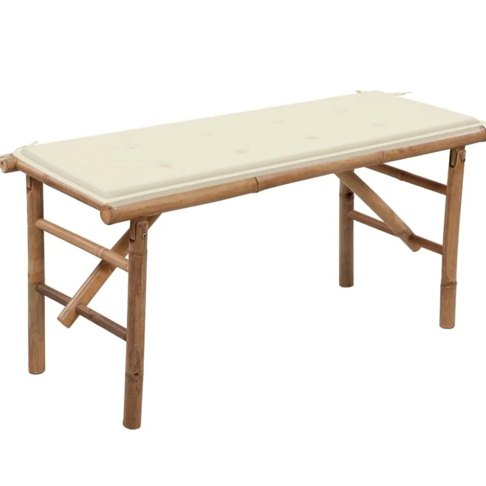 vidaXL Tuinbank inklapbaar met kussen 118 cm bamboe