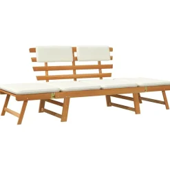 vidaXL Tuinbank met kussens 2-in-1 190 cm massief acaciahout