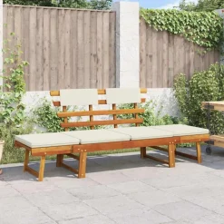 vidaXL Tuinbank met kussens 2-in-1 190 cm massief acaciahout