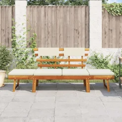 vidaXL Tuinbank met kussens 2-in-1 190 cm massief acaciahout