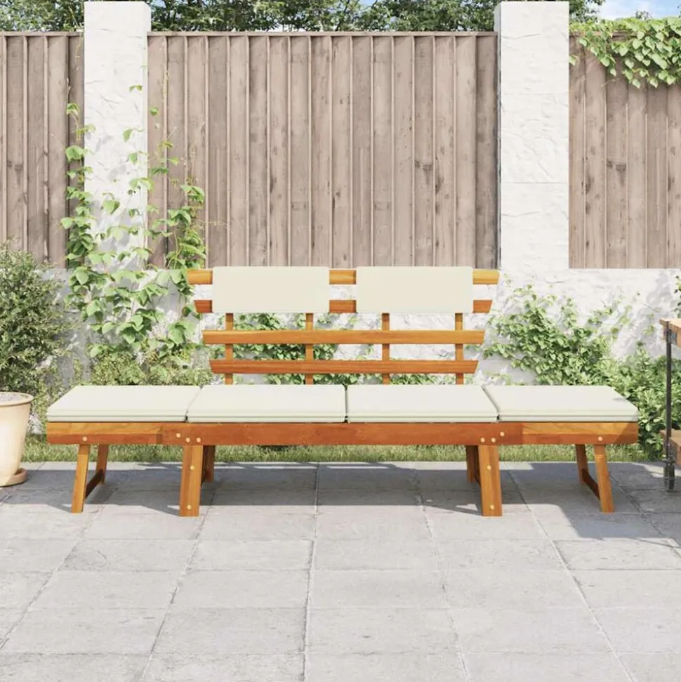 vidaXL Tuinbank met kussens 2-in-1 190 cm massief acaciahout