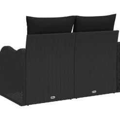 vidaXL Tuinbank met kussen Zwart 121 x 62 x 69cm poly rattan