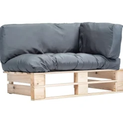 vidaXL Tuinbank pallet met grijze kussens grenenhout