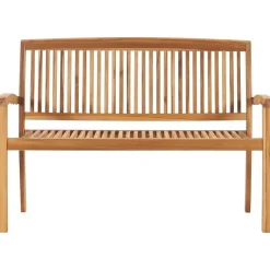vidaXL Tuinbank stapelbaar met kussen 128,5 cm massief teakhout