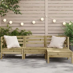 vidaXL Tuinbank 3-zits met voetenbank geïmpregneerd hout wasbruin