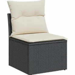 vidaXL Tuinbank zonder armleuning met kussens poly rattan zwart