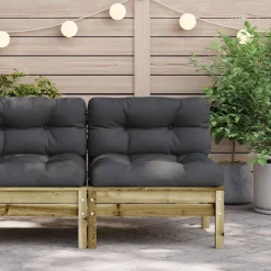 vidaXL Tuinbank zonder armleuningen met kussens geïmpregneerd hout