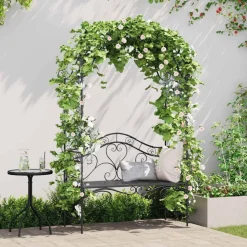 vidaXL Tuinbank Zwart 121 x 48 x 200 cm Staal