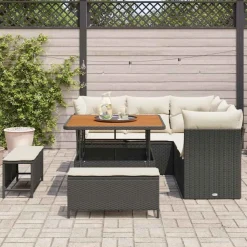 vidaXL Tuinbankenset 8 pcs Zwart poly rattan